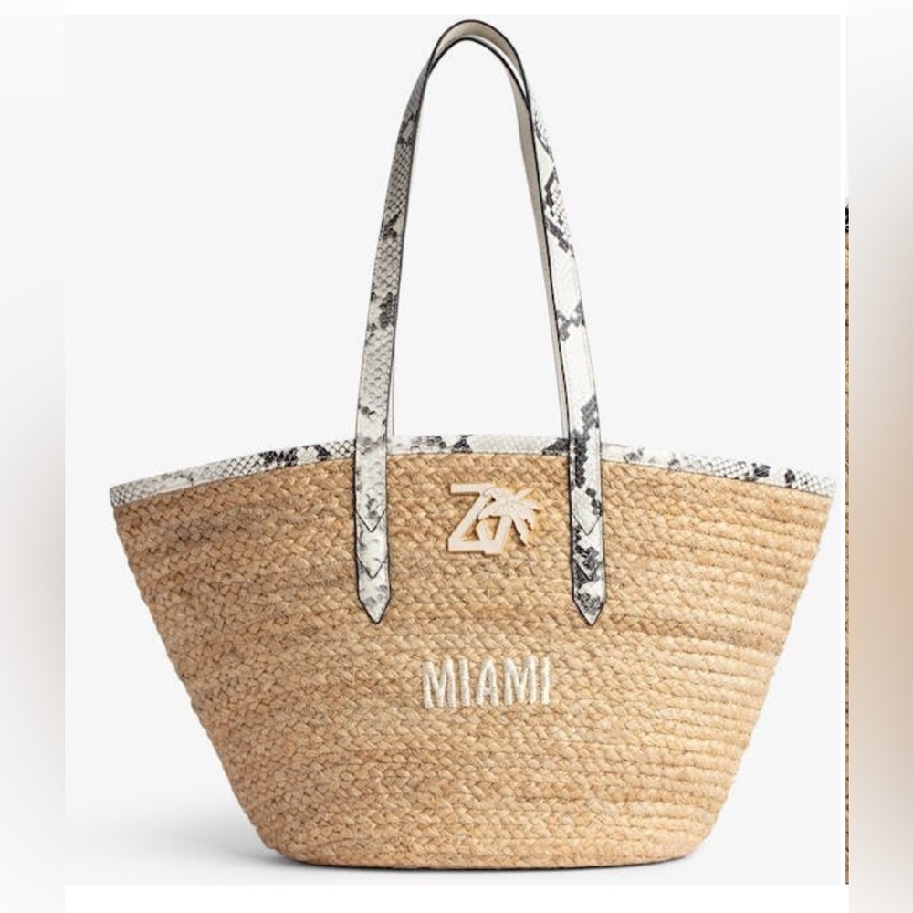 IMAIM Straw Tote Bag with Palm Tree Design - Picture 4 of 14